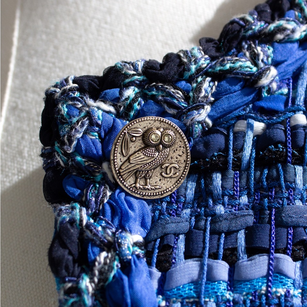 Chanel Cruise 2018 Greece Blue Gold Owl Lesage Fantasy Tweed 18C Jacket - Picture 7 of 16